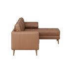 Canapé Breeze Mid-Century Modern, canapé en cuir avec coussin capitonné et cadre en bois massif