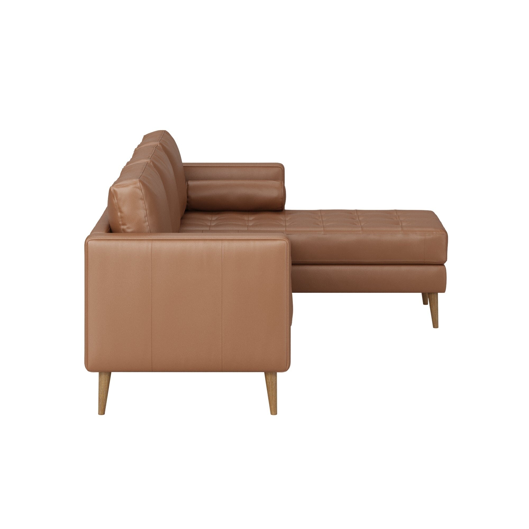Canapé Breeze Mid-Century Modern, canapé en cuir avec coussin capitonné et cadre en bois massif