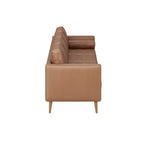 Canapé Breeze Mid-Century Modern, canapé en cuir avec coussin capitonné et cadre en bois massif