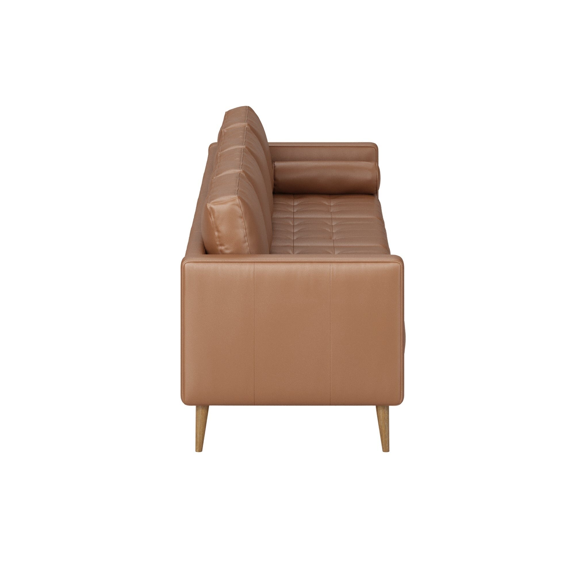 Canapé Breeze Mid-Century Modern, canapé en cuir avec coussin capitonné et cadre en bois massif