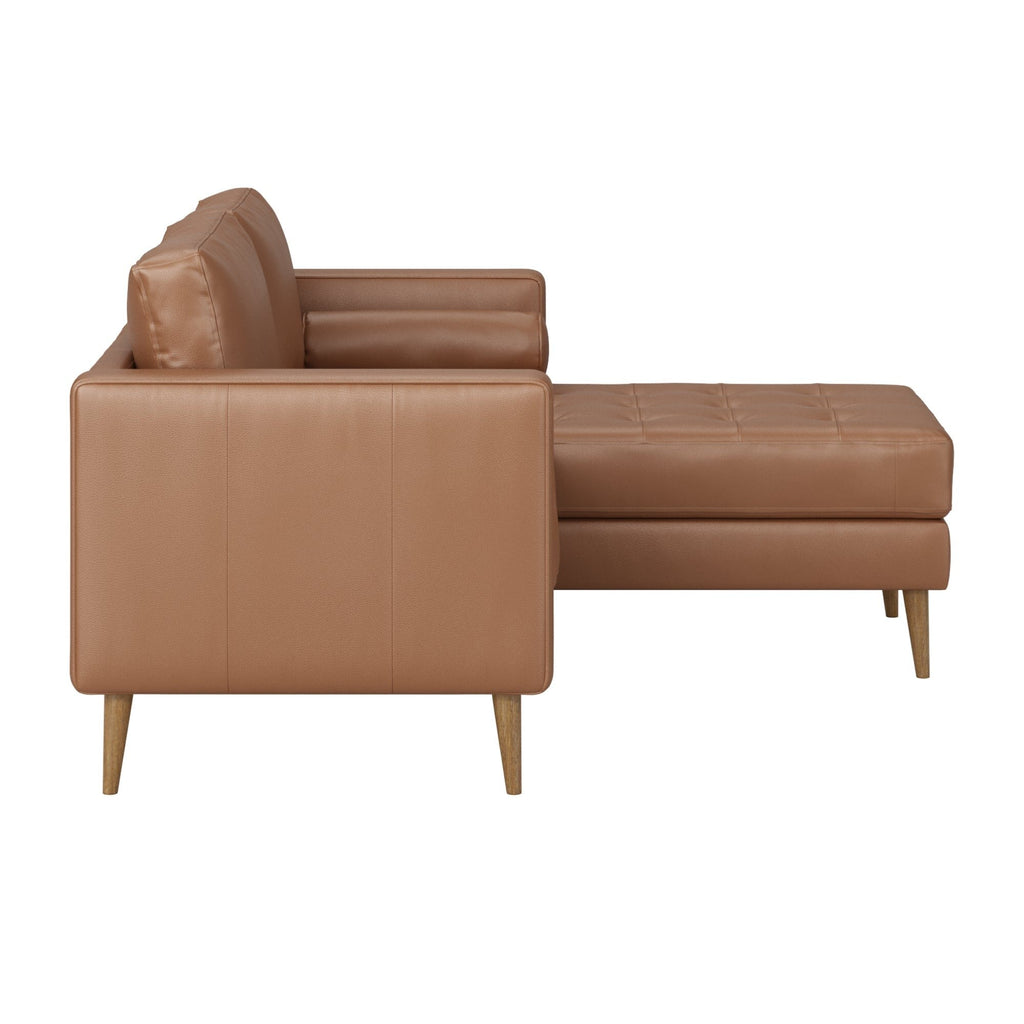Canapé Breeze Mid-Century Modern, canapé en cuir avec coussin capitonné et cadre en bois massif