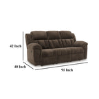 Canapé inclinable manuel Briar en polyester marron, accoudoirs coussinés, 230 cm