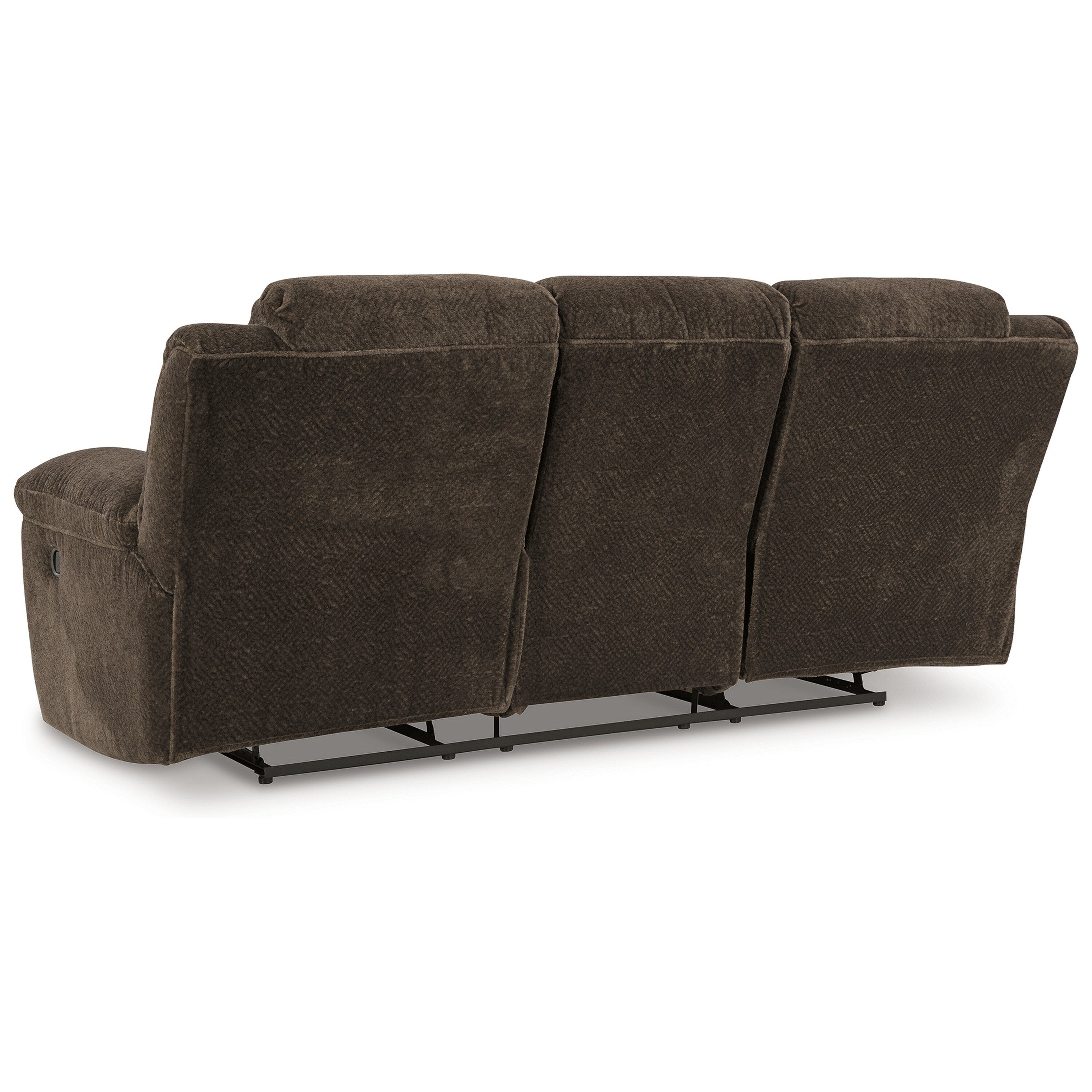 Canapé inclinable manuel Briar en polyester marron, accoudoirs coussinés, 230 cm