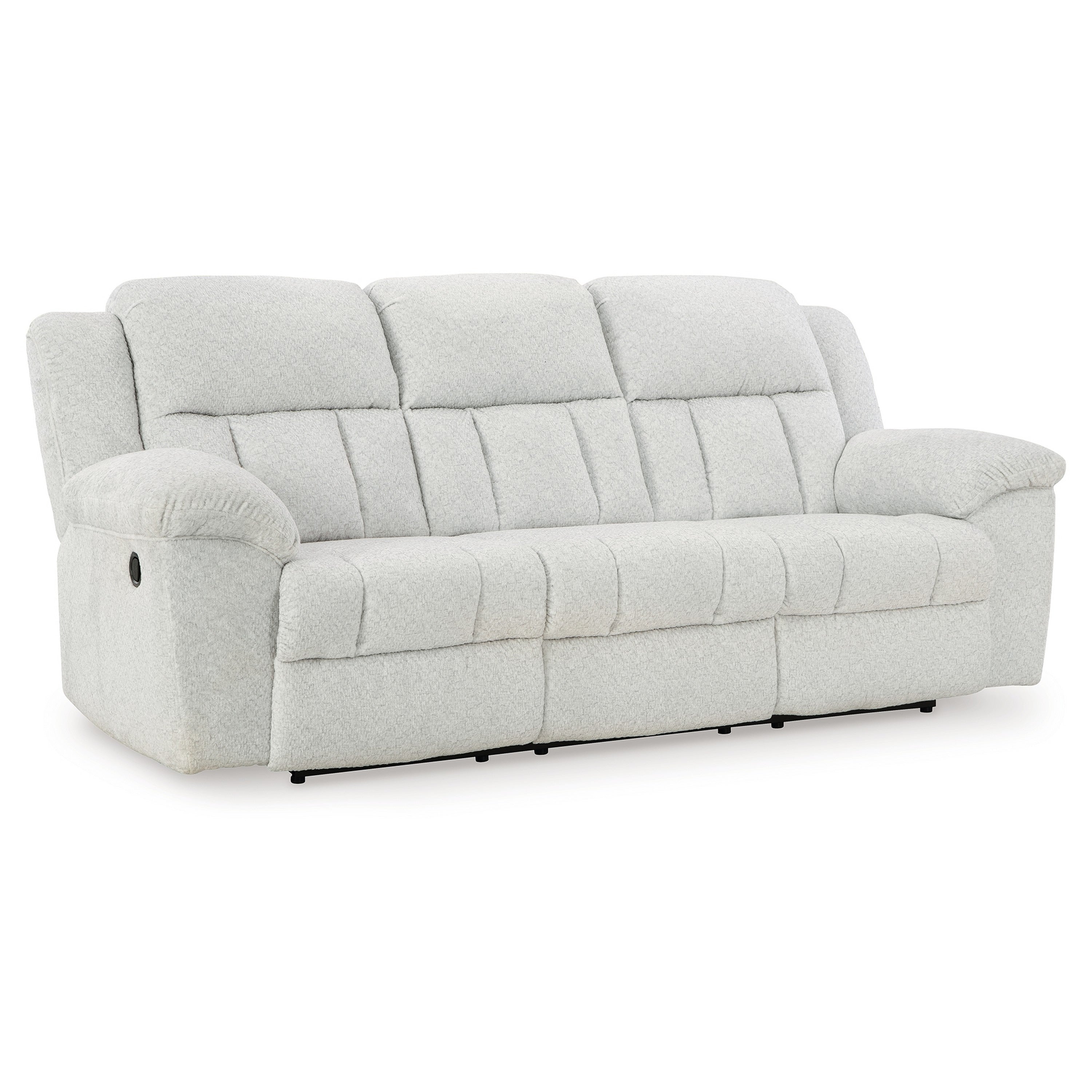 Canapé inclinable manuel Briar en polyester blanc, accoudoirs coussinés, 91 pouces