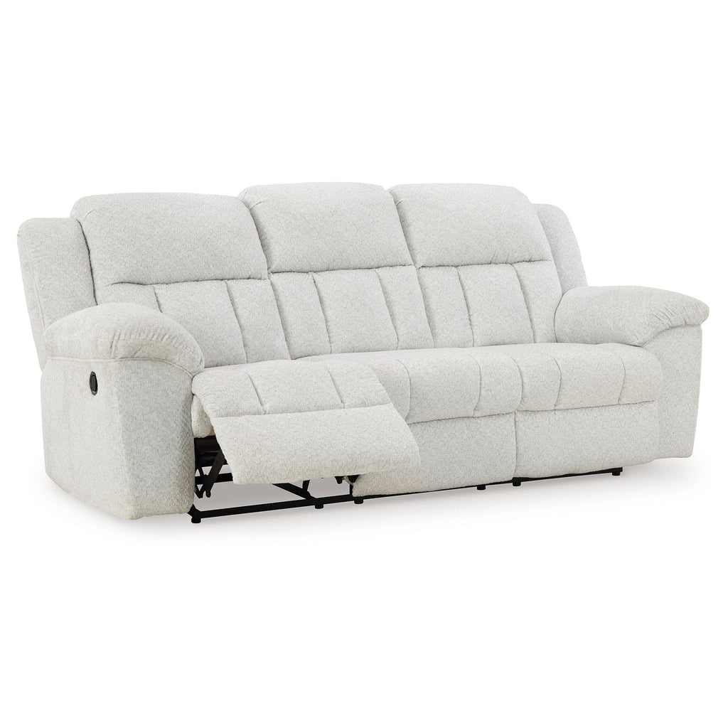 Canapé inclinable manuel Briar en polyester blanc, accoudoirs coussinés, 91 pouces