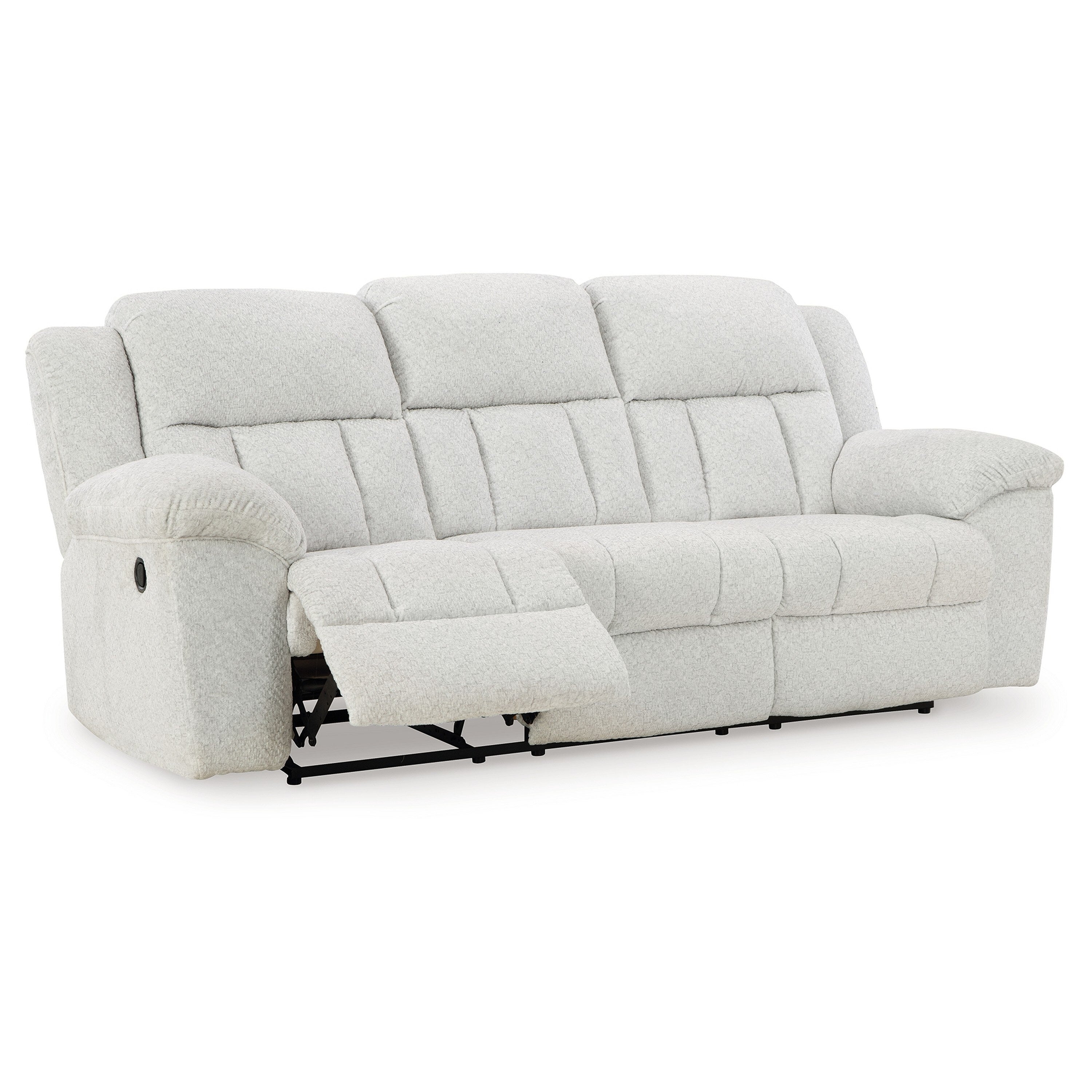 Canapé inclinable manuel Briar en polyester blanc, accoudoirs coussinés, 91 pouces