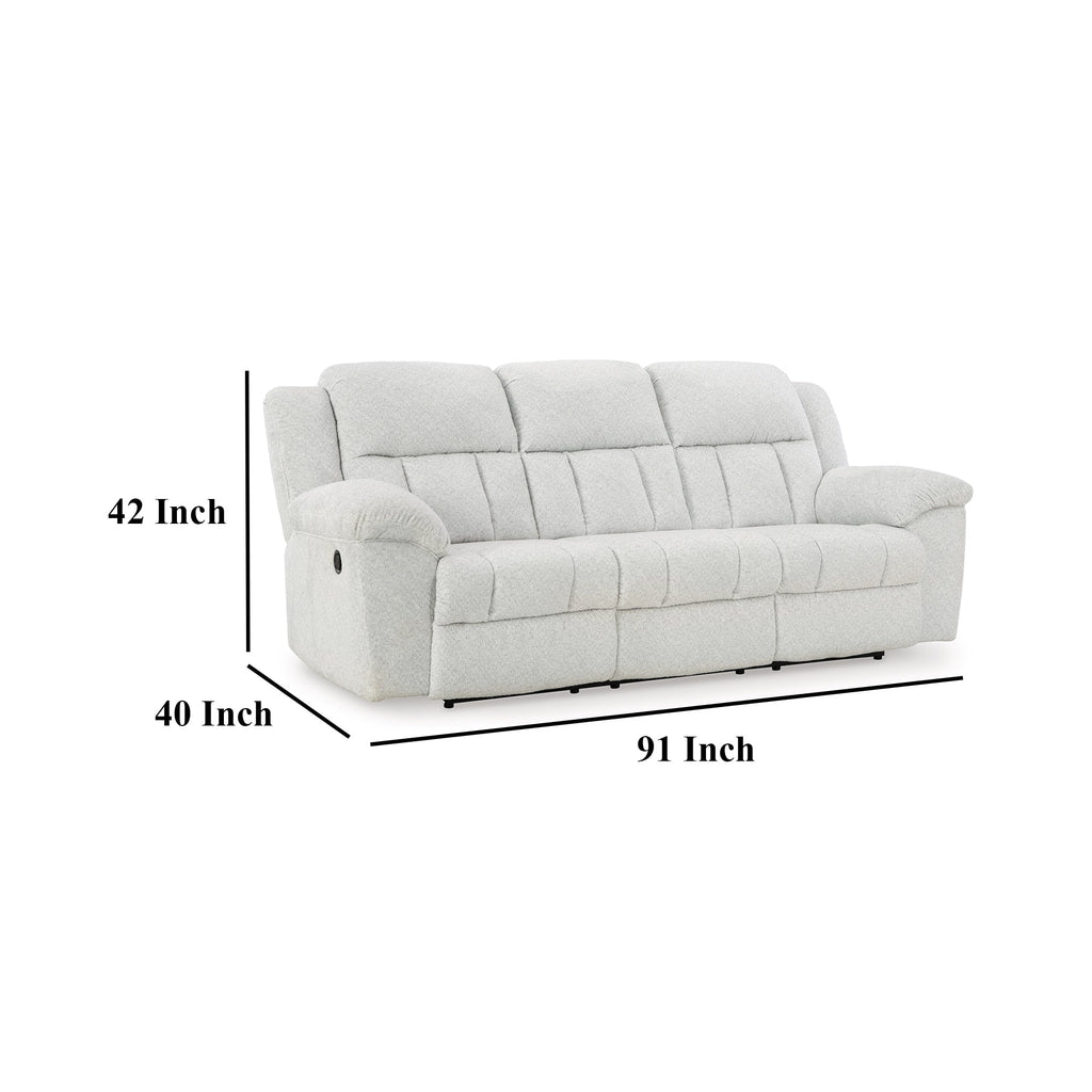 Canapé inclinable manuel Briar en polyester blanc, accoudoirs coussinés, 91 pouces