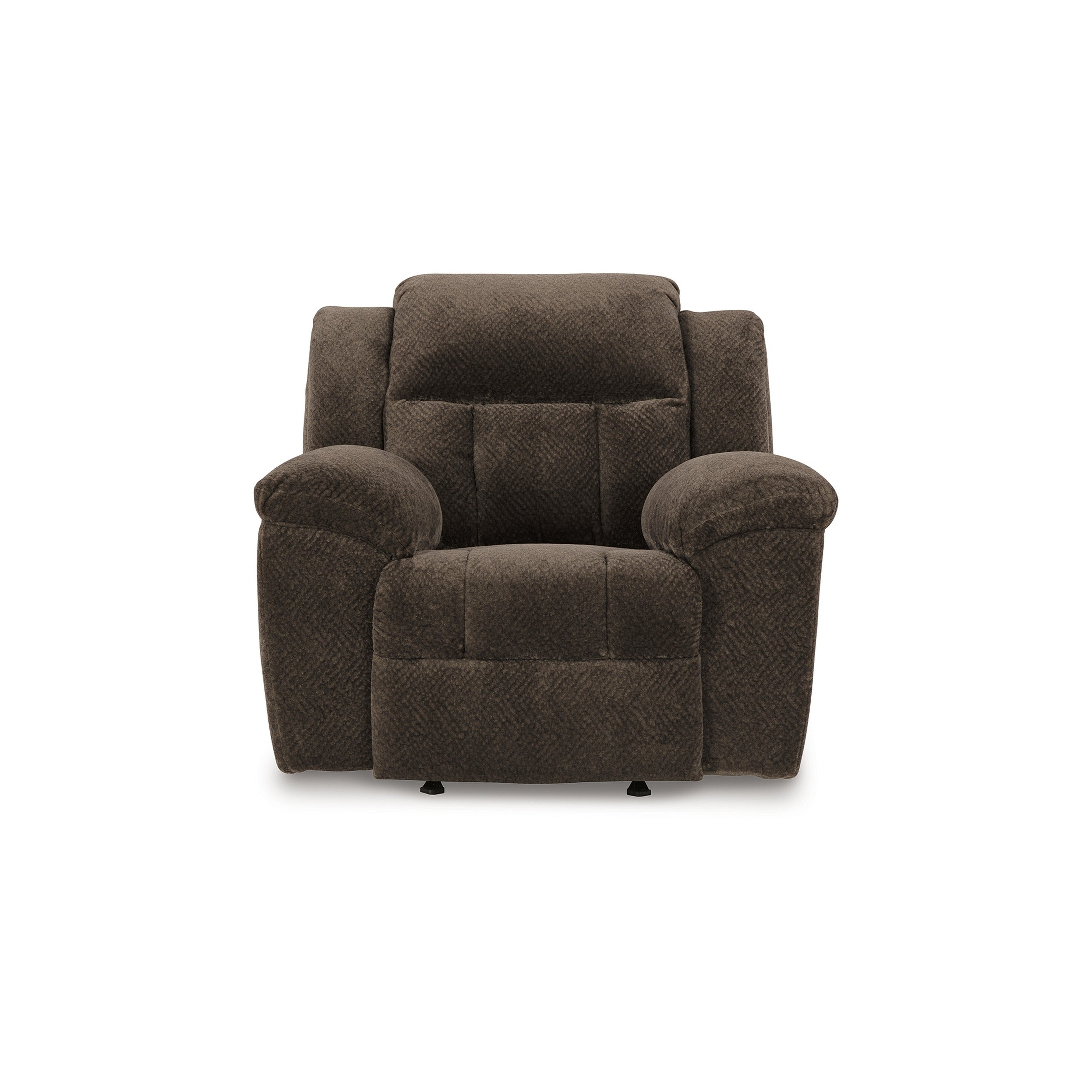 Fauteuil inclinable à bascule manuel Briar, polyester marron, accoudoirs coussinés