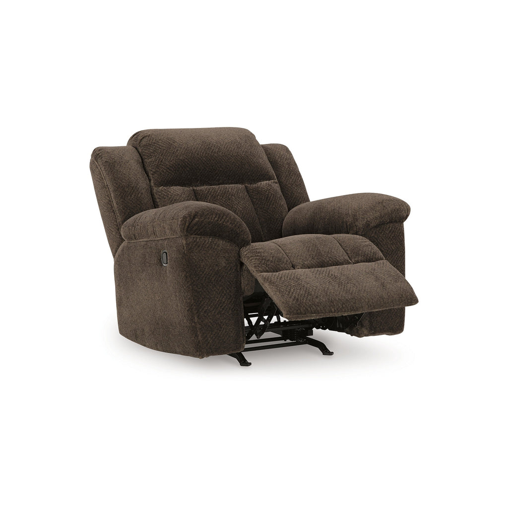 Fauteuil inclinable à bascule manuel Briar, polyester marron, accoudoirs coussinés