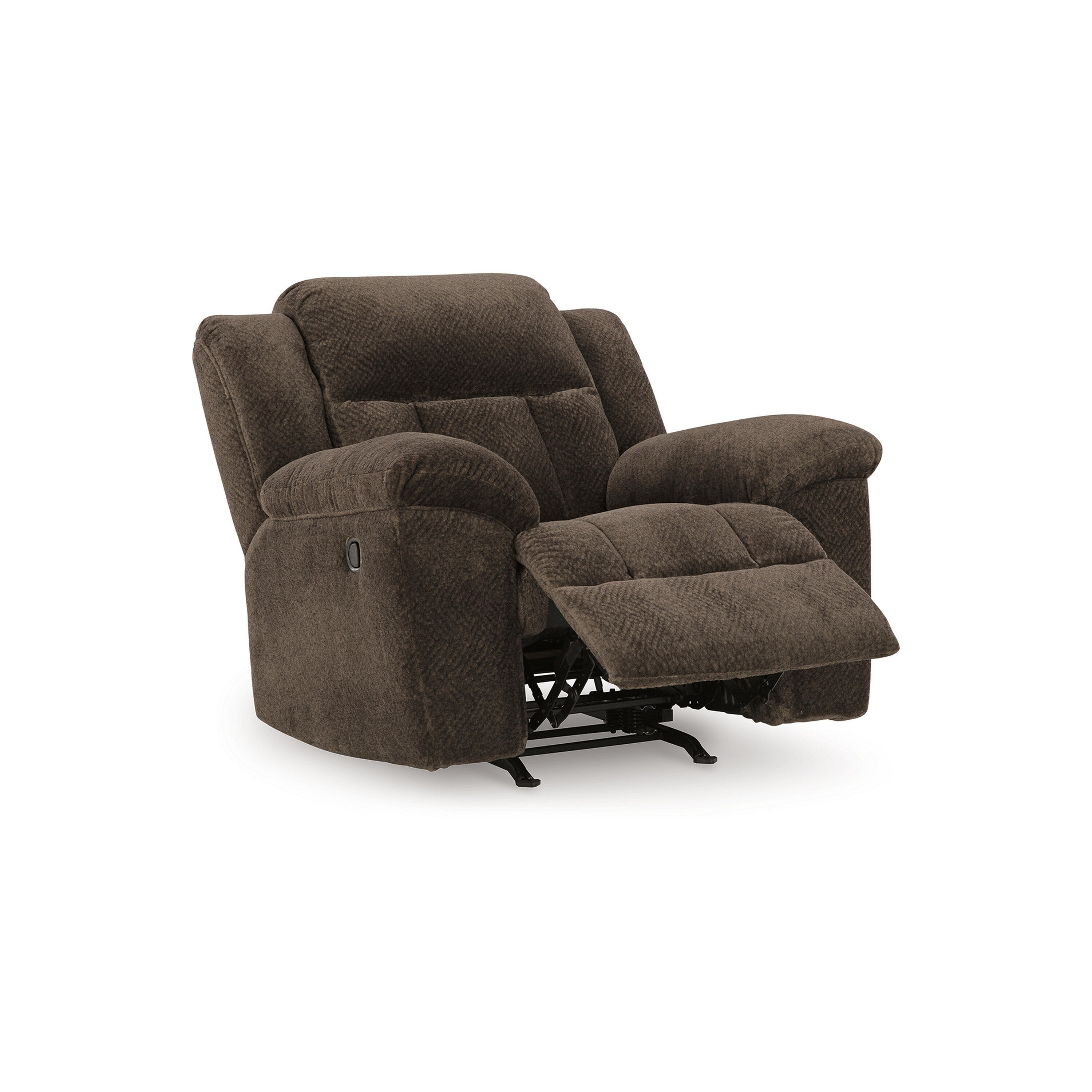 Fauteuil inclinable à bascule manuel Briar, polyester marron, accoudoirs coussinés