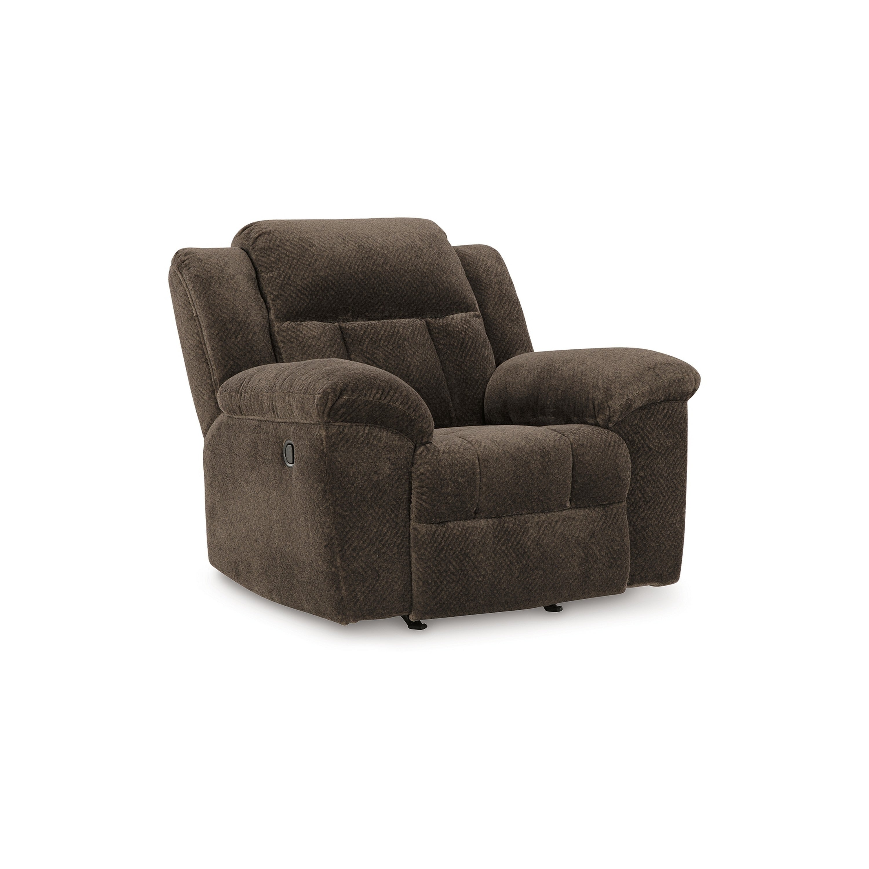 Fauteuil inclinable à bascule manuel Briar, polyester marron, accoudoirs coussinés