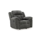 Fauteuil inclinable à bascule manuel Briar, polyester gris foncé, accoudoirs coussinés