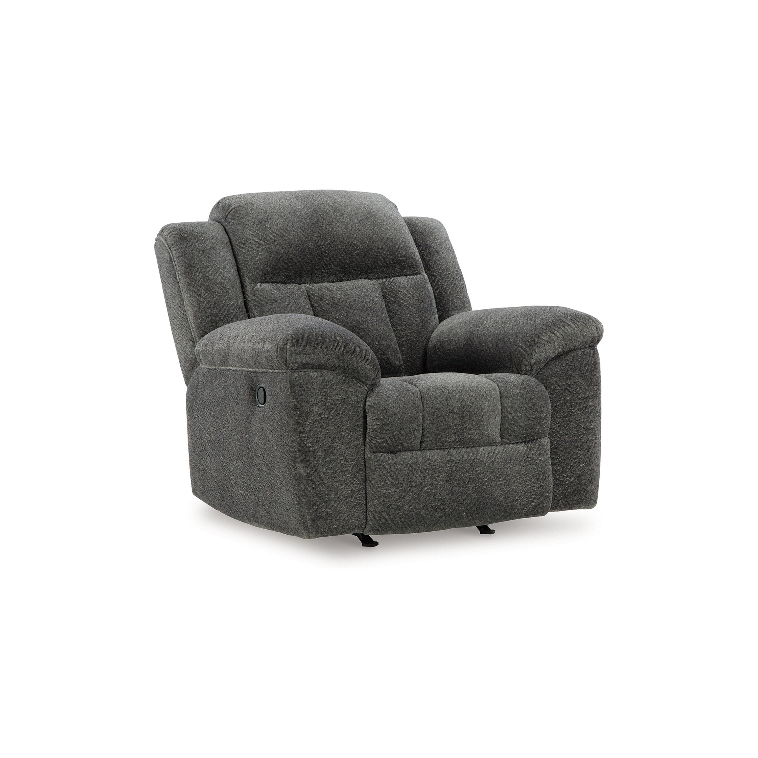 Fauteuil inclinable à bascule manuel Briar, polyester gris foncé, accoudoirs coussinés