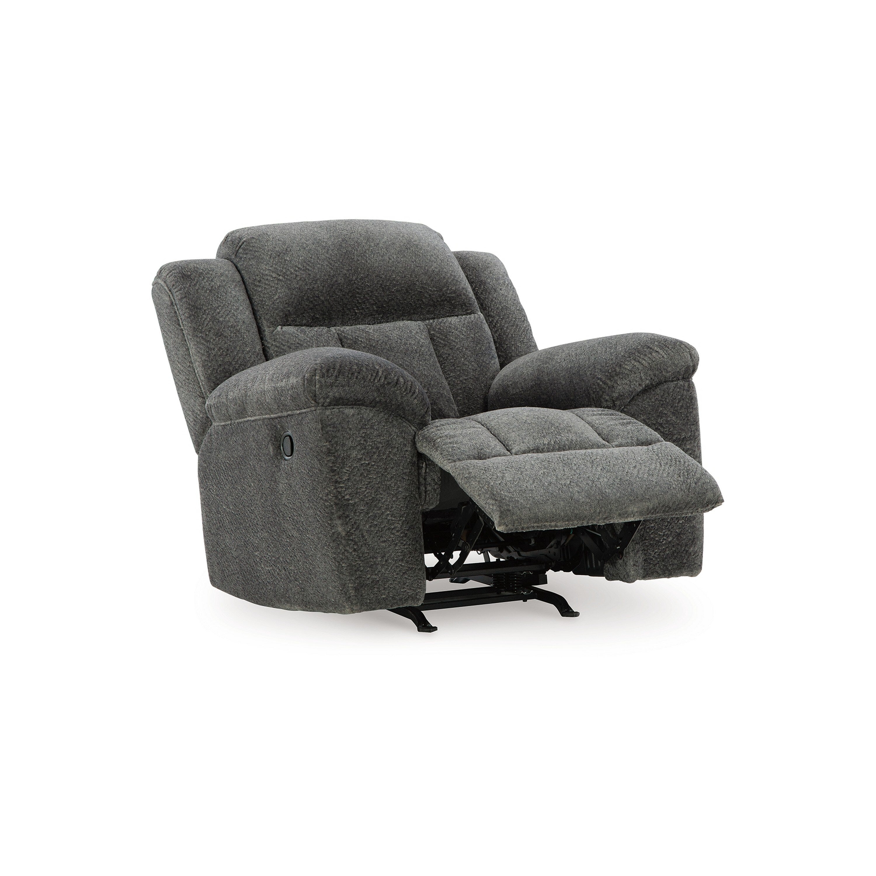 Fauteuil inclinable à bascule manuel Briar, polyester gris foncé, accoudoirs coussinés