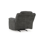 Fauteuil inclinable à bascule manuel Briar, polyester gris foncé, accoudoirs coussinés