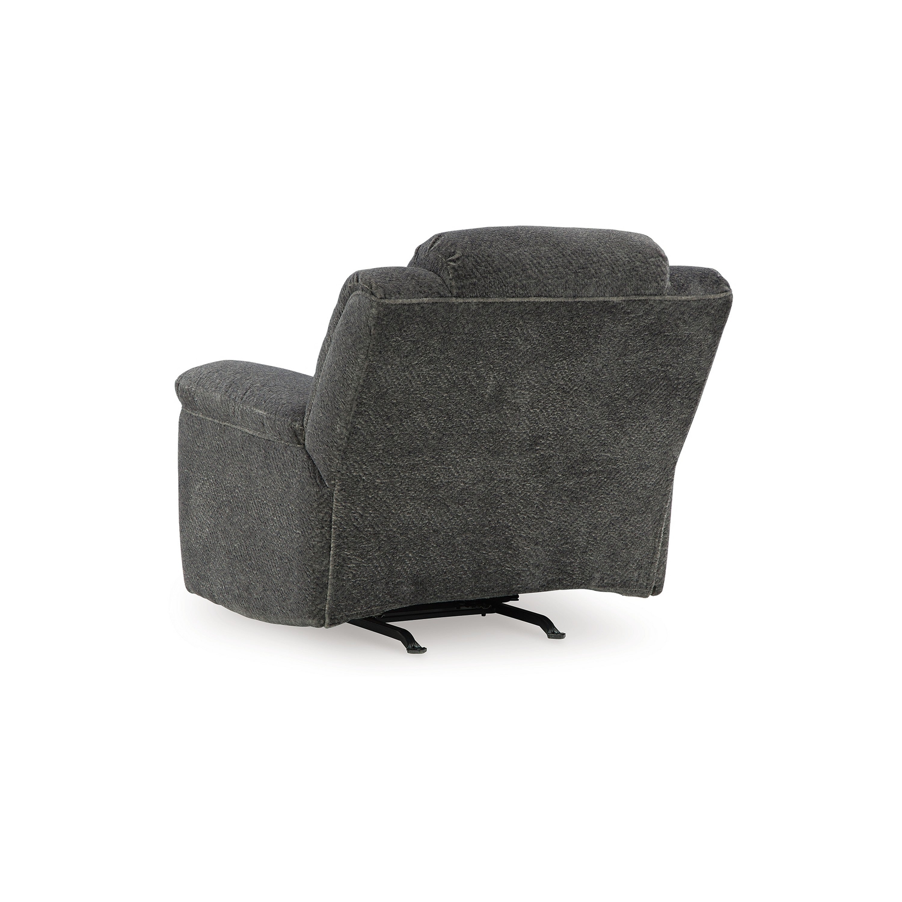 Fauteuil inclinable à bascule manuel Briar, polyester gris foncé, accoudoirs coussinés