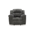 Fauteuil inclinable à bascule manuel Briar, polyester gris foncé, accoudoirs coussinés