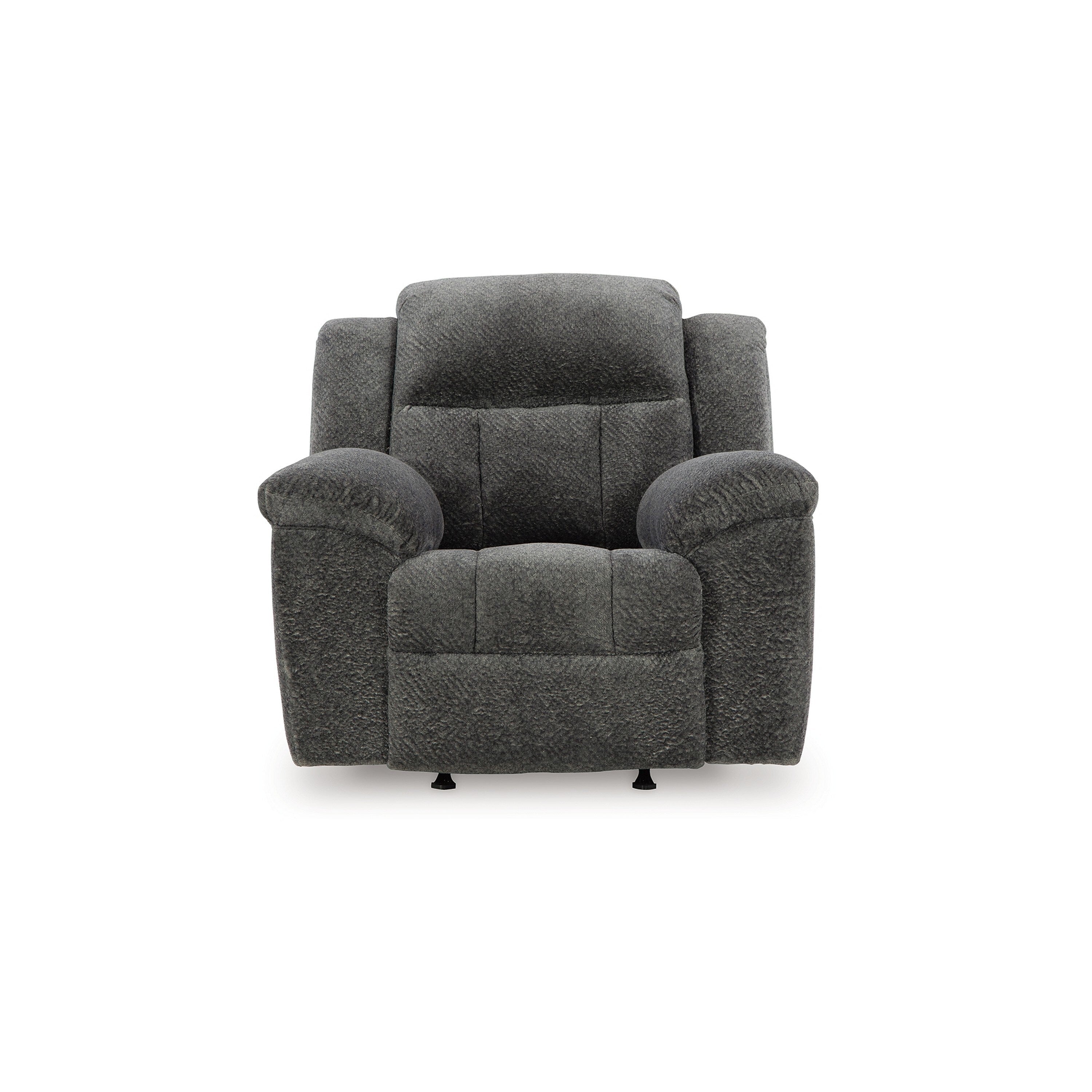 Fauteuil inclinable à bascule manuel Briar, polyester gris foncé, accoudoirs coussinés