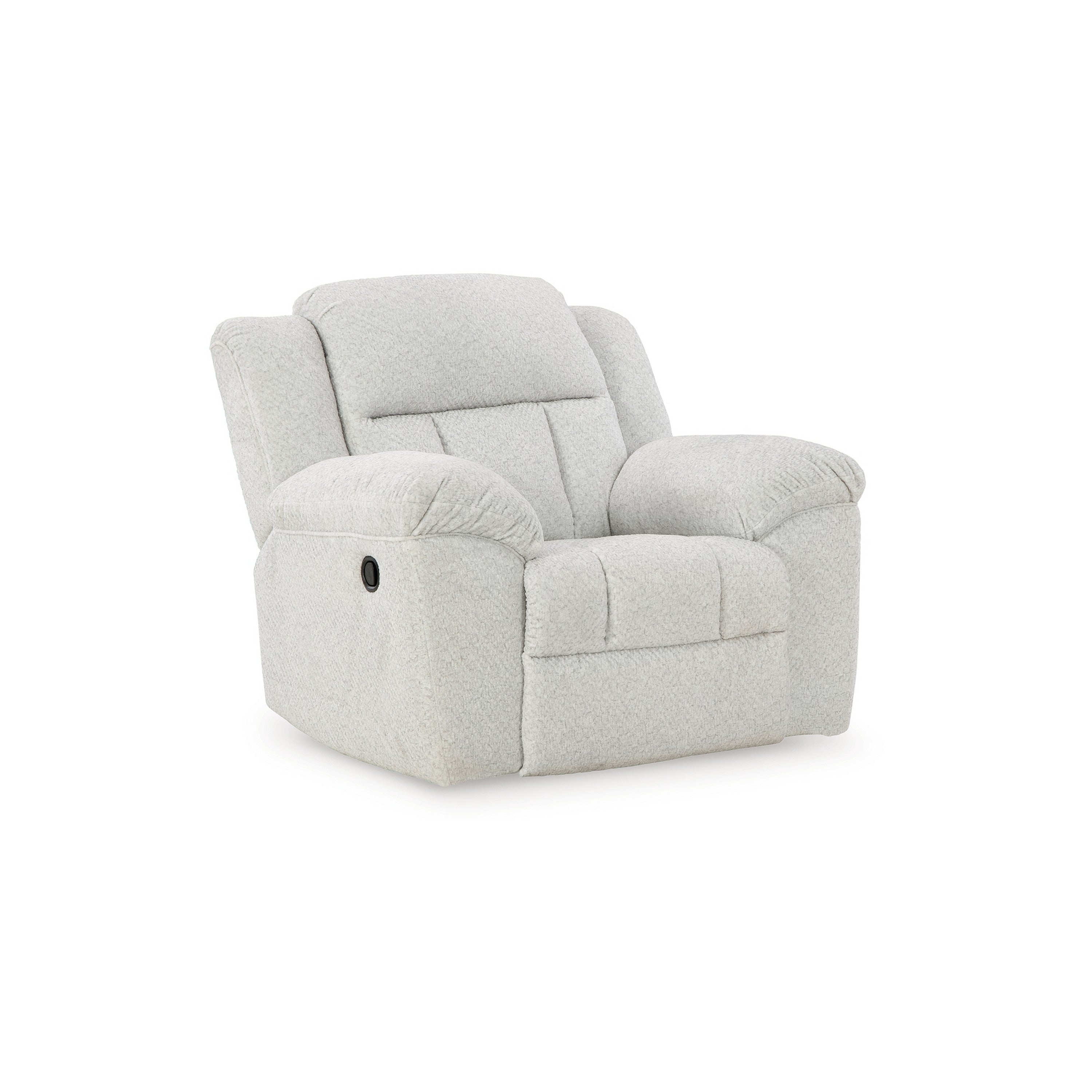 Fauteuil inclinable à bascule manuel Briar, polyester blanc, accoudoirs coussinés