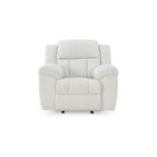Fauteuil inclinable à bascule manuel Briar, polyester blanc, accoudoirs coussinés