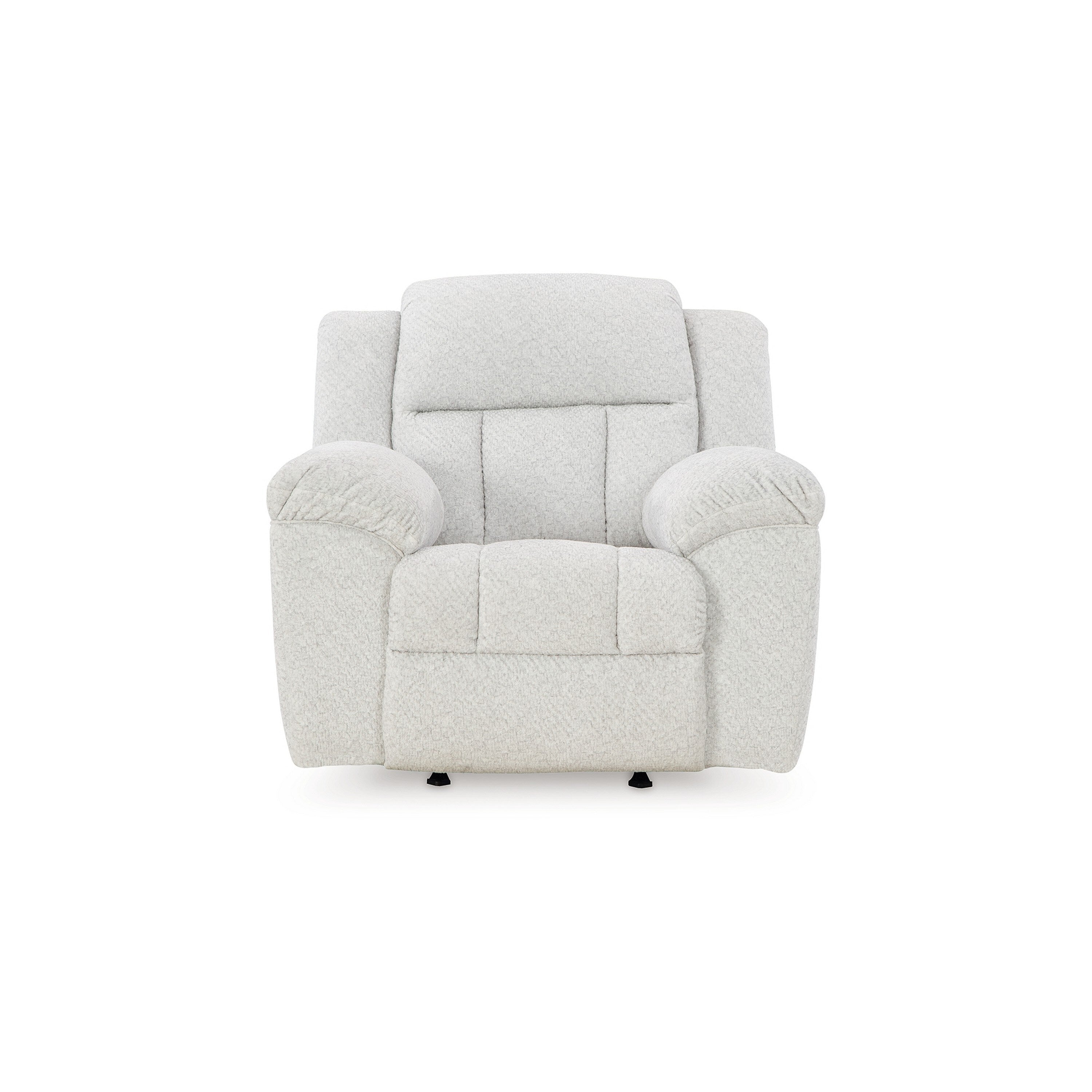 Fauteuil inclinable à bascule manuel Briar, polyester blanc, accoudoirs coussinés