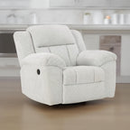 Fauteuil inclinable à bascule manuel Briar, polyester blanc, accoudoirs coussinés