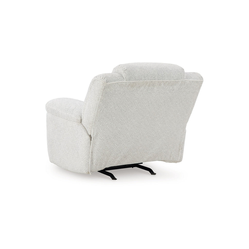 Fauteuil inclinable à bascule manuel Briar, polyester blanc, accoudoirs coussinés