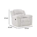 Fauteuil inclinable à bascule manuel Briar, polyester blanc, accoudoirs coussinés