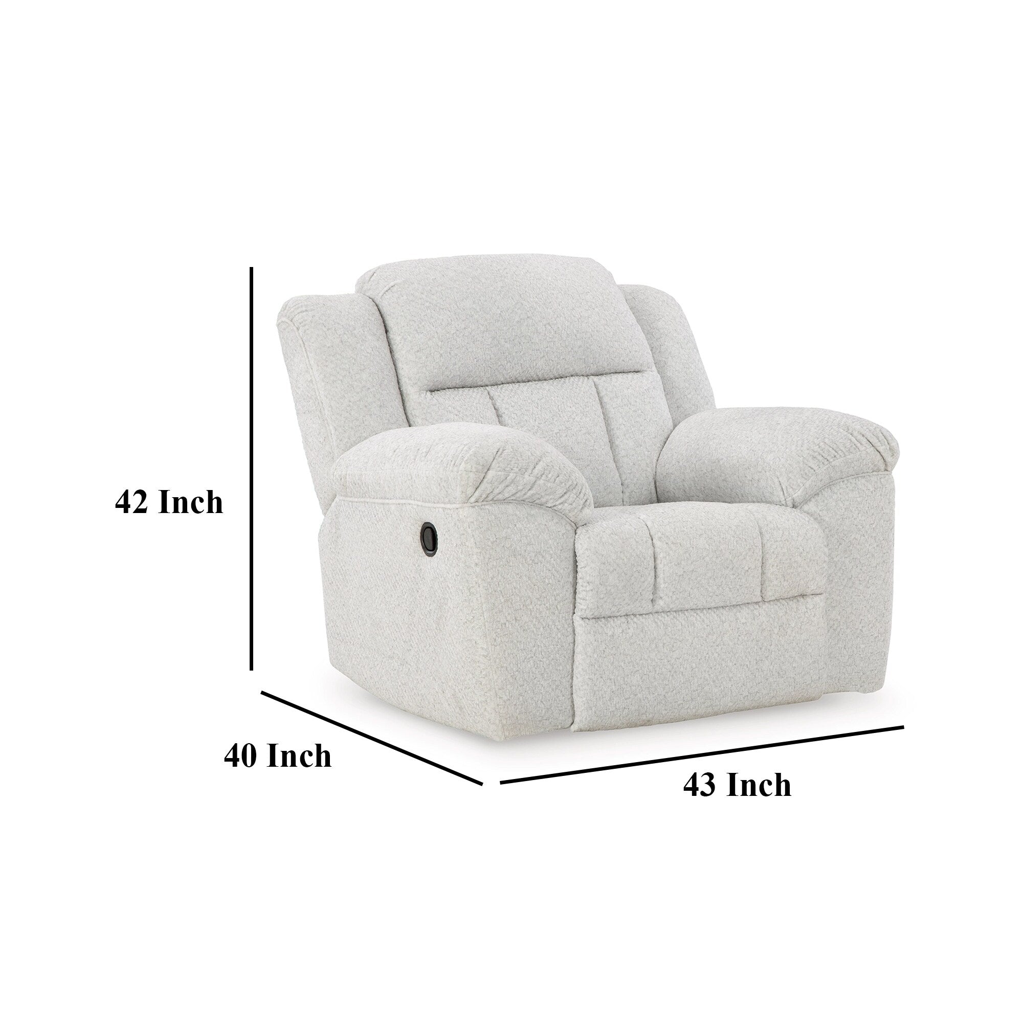Fauteuil inclinable à bascule manuel Briar, polyester blanc, accoudoirs coussinés