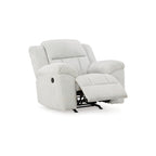 Fauteuil inclinable à bascule manuel Briar, polyester blanc, accoudoirs coussinés