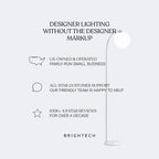 Lampadaire LED industriel Brightech Leaf de 53 po à intensité variable à 3 voies avec abat-jour empire en métal laiton