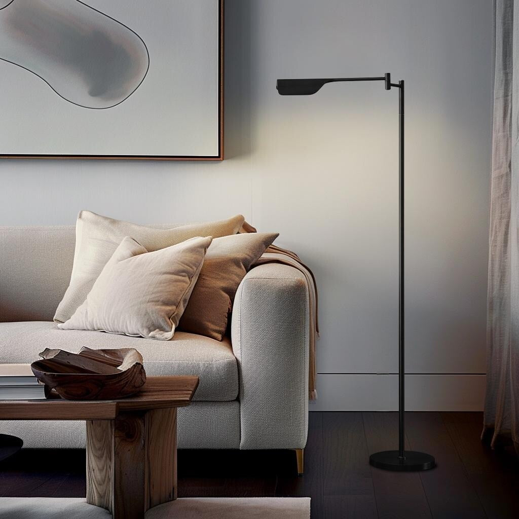 Lampadaire LED industriel Brightech Leaf de 53 po à intensité variable à 3 voies avec abat-jour empire en métal laiton