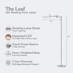 Lampadaire LED industriel Brightech Leaf de 53 po à intensité variable à 3 voies avec abat-jour empire en métal laiton