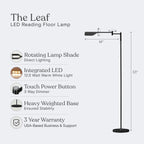 Lampadaire LED industriel Brightech Leaf de 53 po à intensité variable à 3 voies avec abat-jour empire en métal laiton