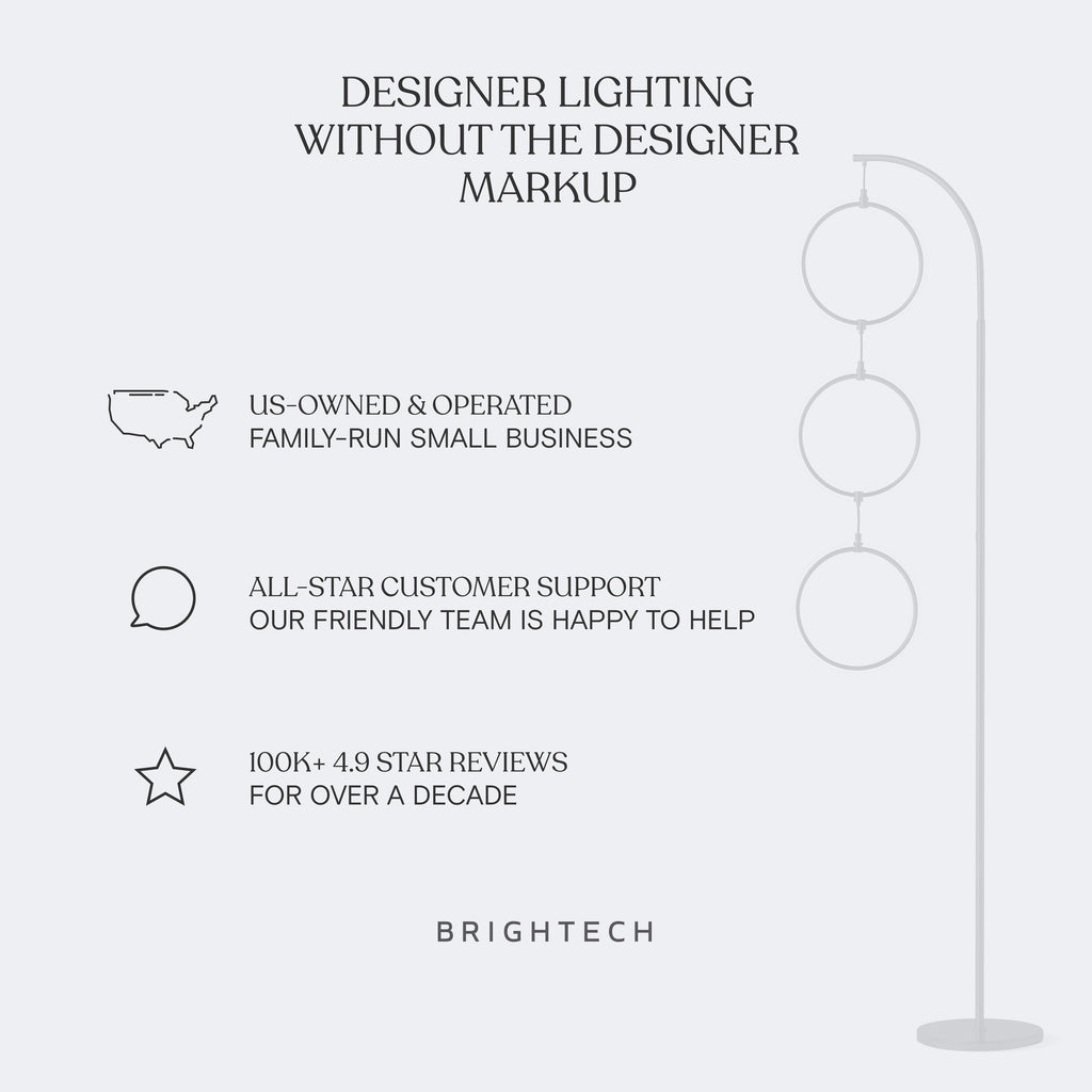 Lampadaire industriel Brightech Nova 74 po à 3 anneaux lumineux à DEL ultra-lumineux avec variateur à 3 voies