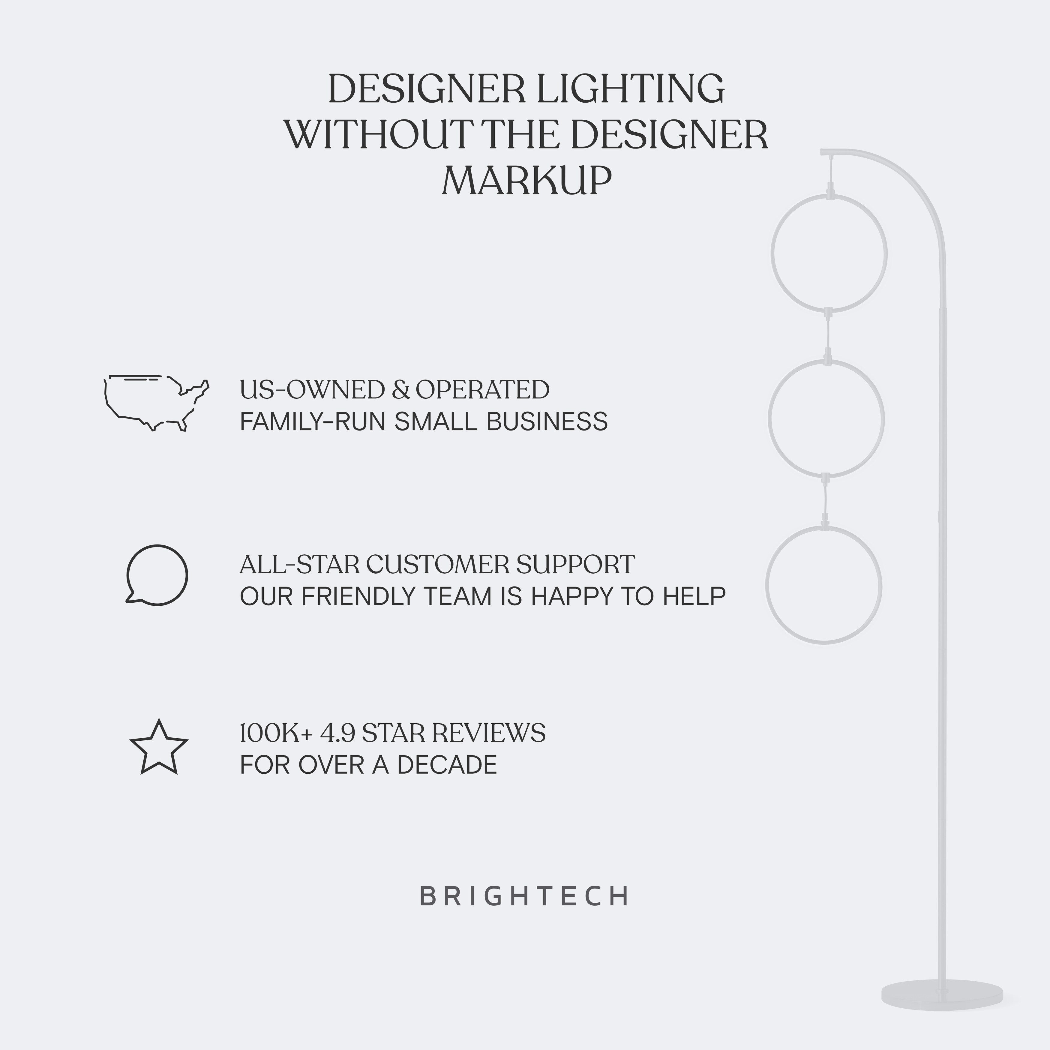 Lampadaire industriel Brightech Nova 74 po à 3 anneaux lumineux à DEL ultra-lumineux avec variateur à 3 voies