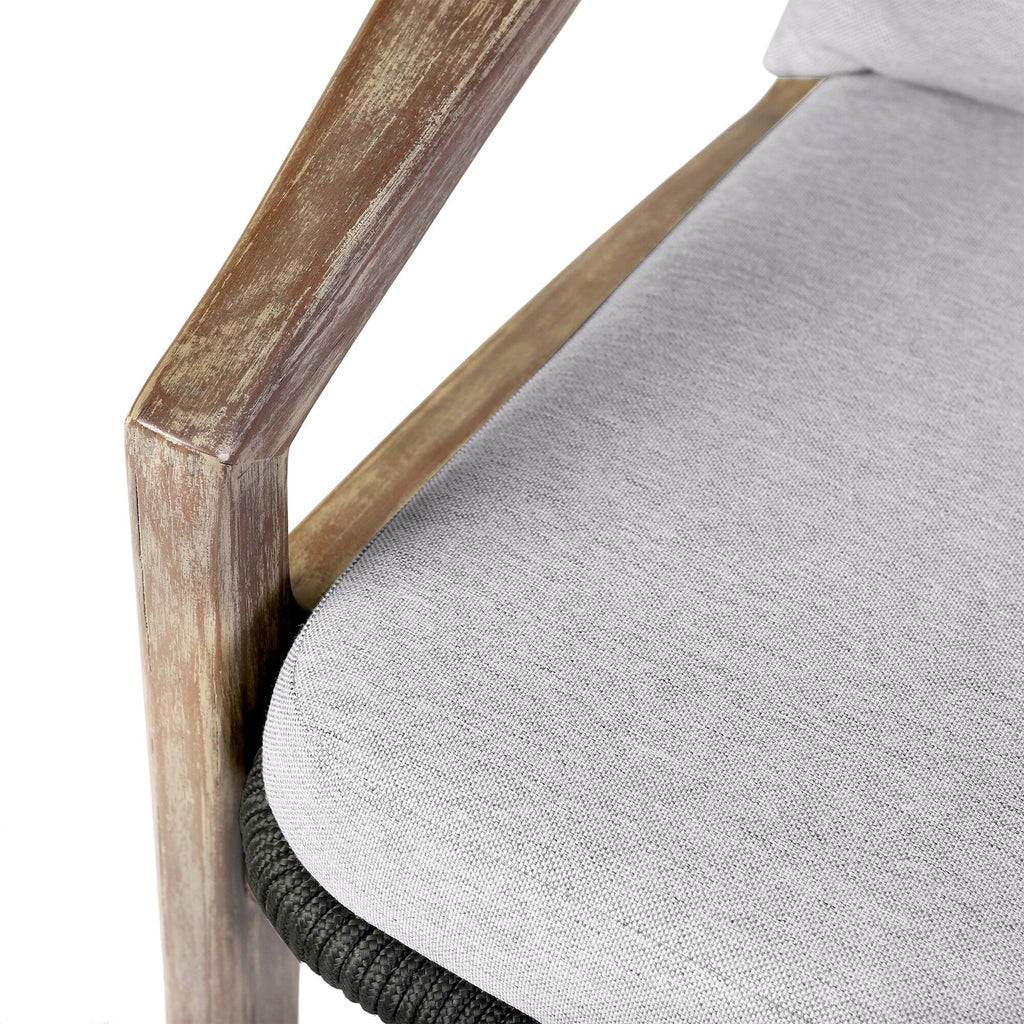 Ensemble de conversation Brighton en bois massif et corde, 4 pièces