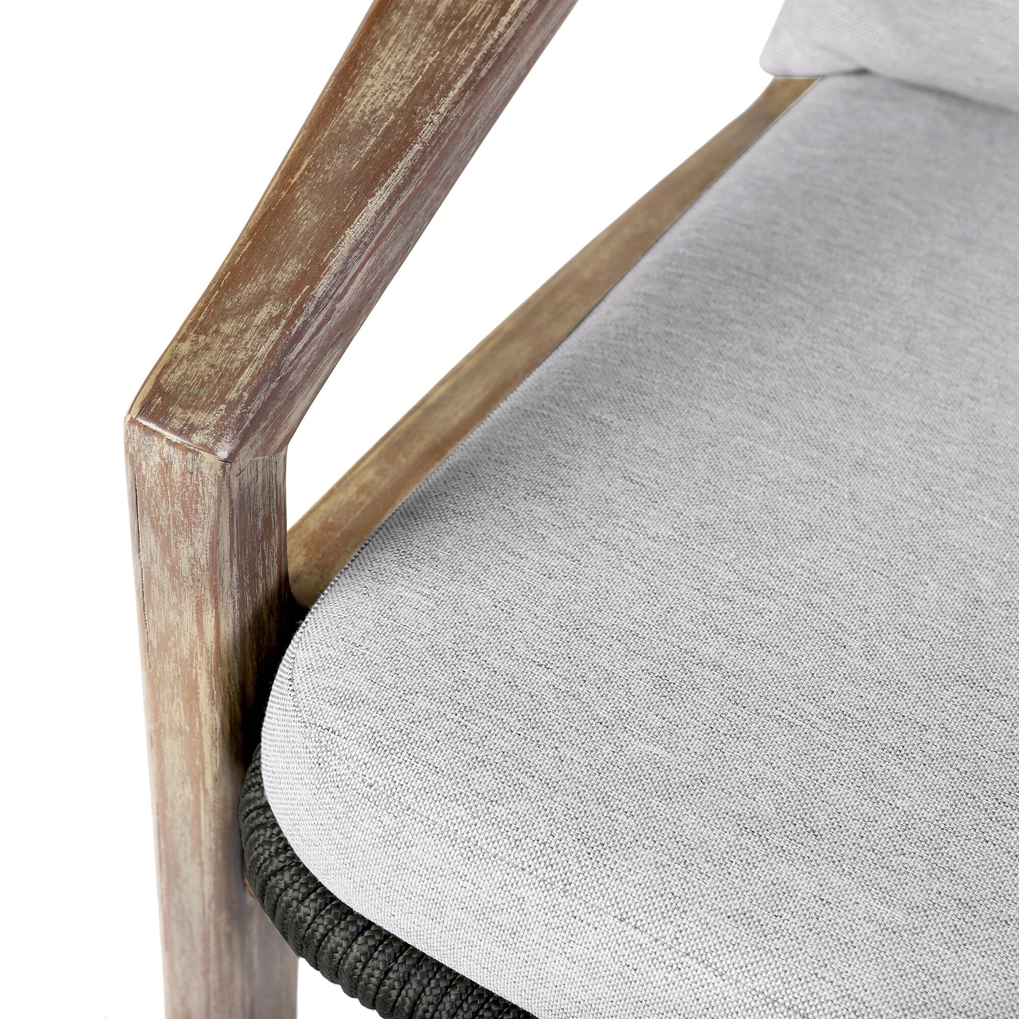 Ensemble de conversation Brighton en bois massif et corde, 4 pièces