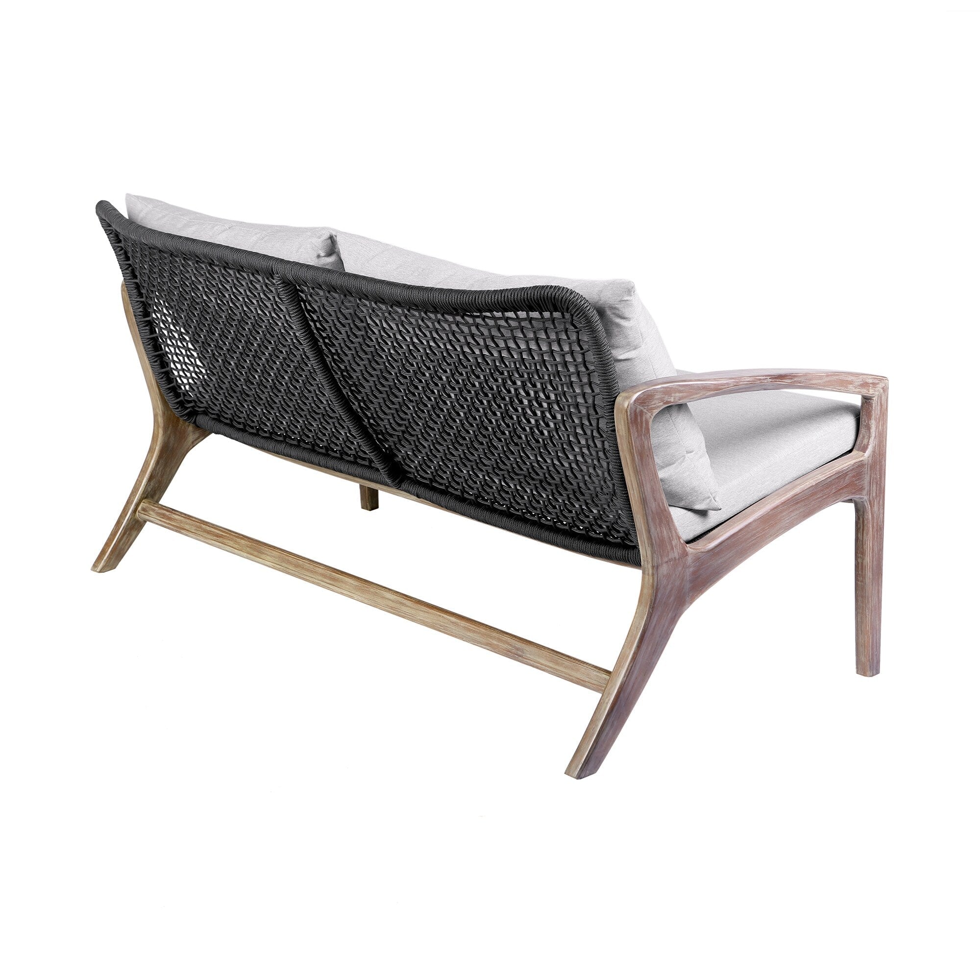 Ensemble de conversation Brighton en bois massif et corde, 4 pièces