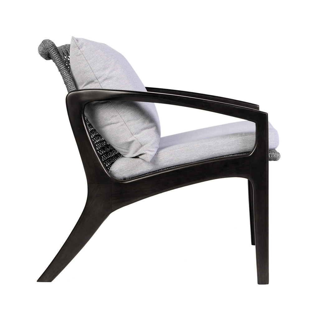 Ensemble de conversation Brighton en bois massif et corde, 4 pièces