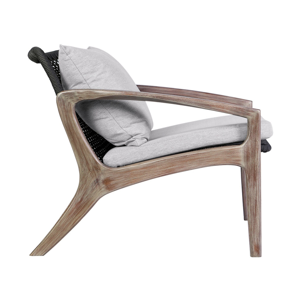 Ensemble de conversation Brighton en bois massif et corde, 4 pièces