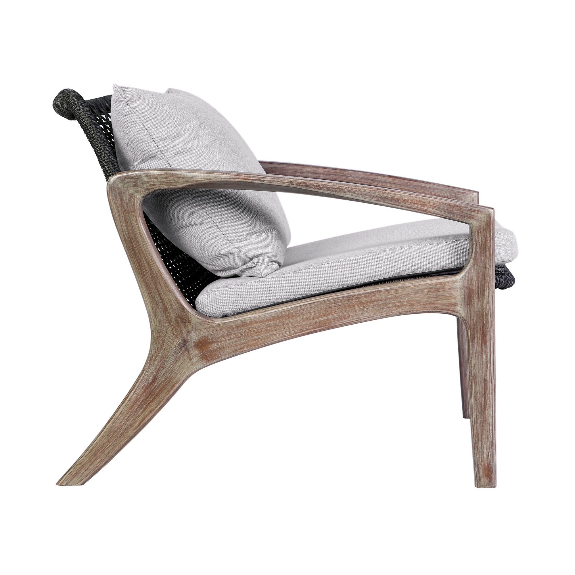 Ensemble de conversation Brighton en bois massif et corde, 4 pièces