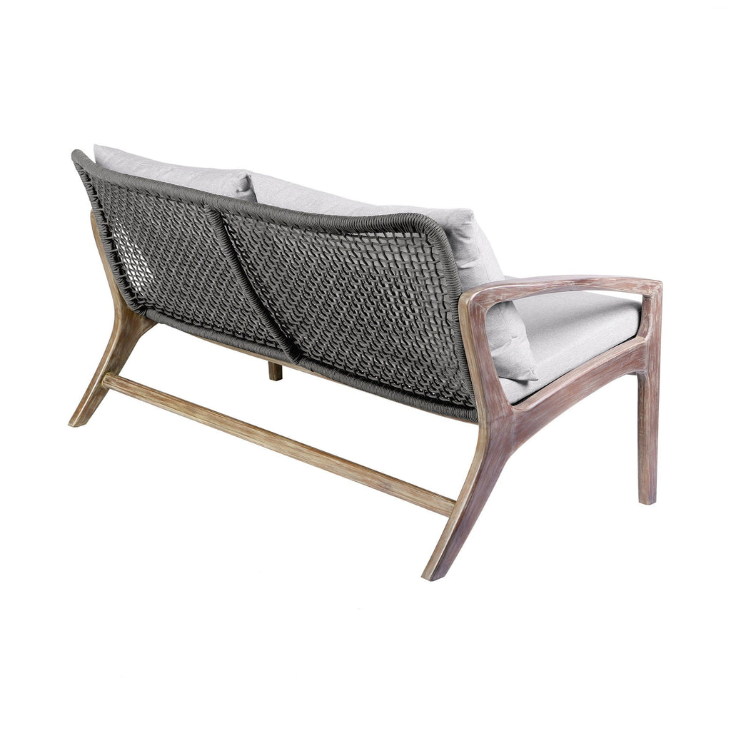 Ensemble de conversation Brighton en bois massif et corde, 4 pièces