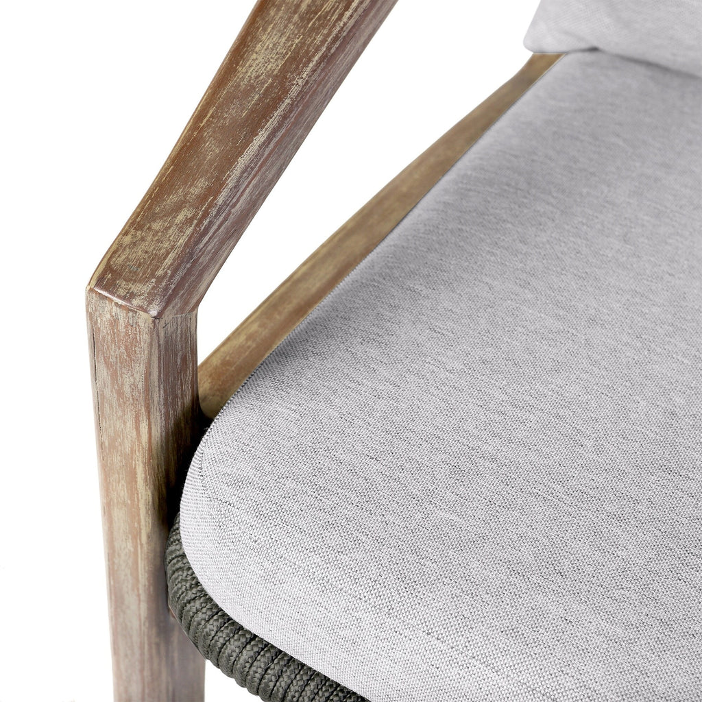 Ensemble de conversation Brighton en bois massif et corde, 4 pièces