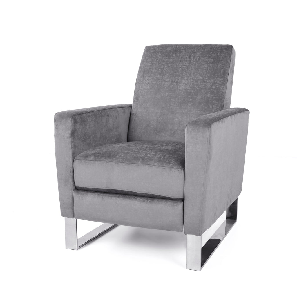 Fauteuil inclinable Brightwood à dossier haut et pieds en acier inoxydable par Christopher Knight Home