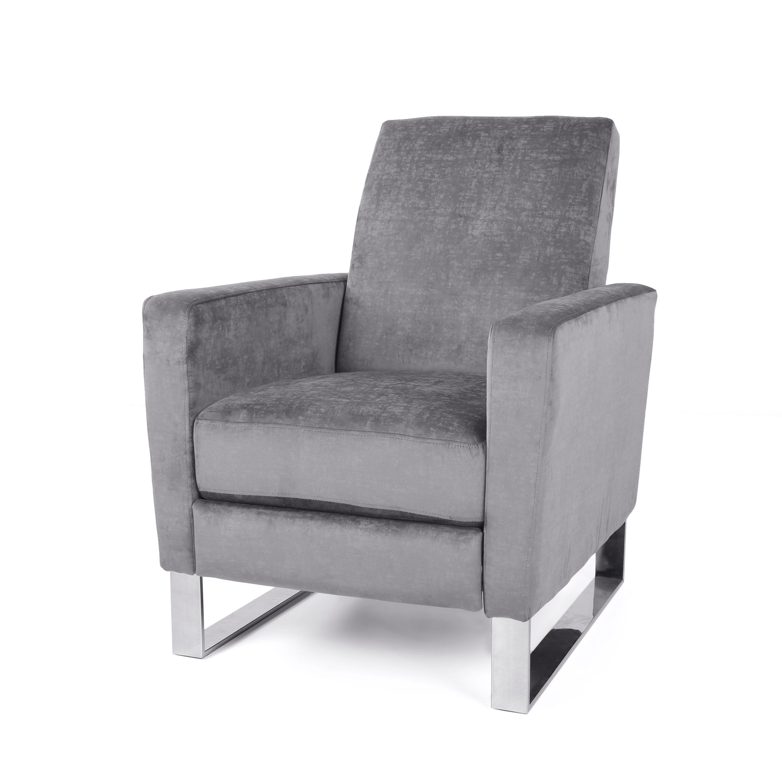 Fauteuil inclinable Brightwood à dossier haut et pieds en acier inoxydable par Christopher Knight Home