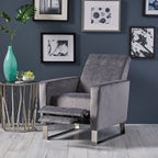 Fauteuil inclinable Brightwood à dossier haut et pieds en acier inoxydable par Christopher Knight Home