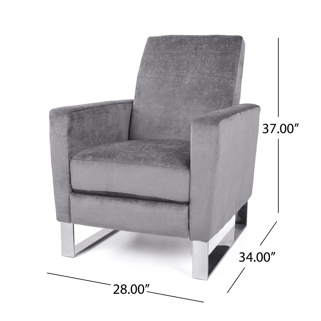 Fauteuil inclinable Brightwood à dossier haut et pieds en acier inoxydable par Christopher Knight Home