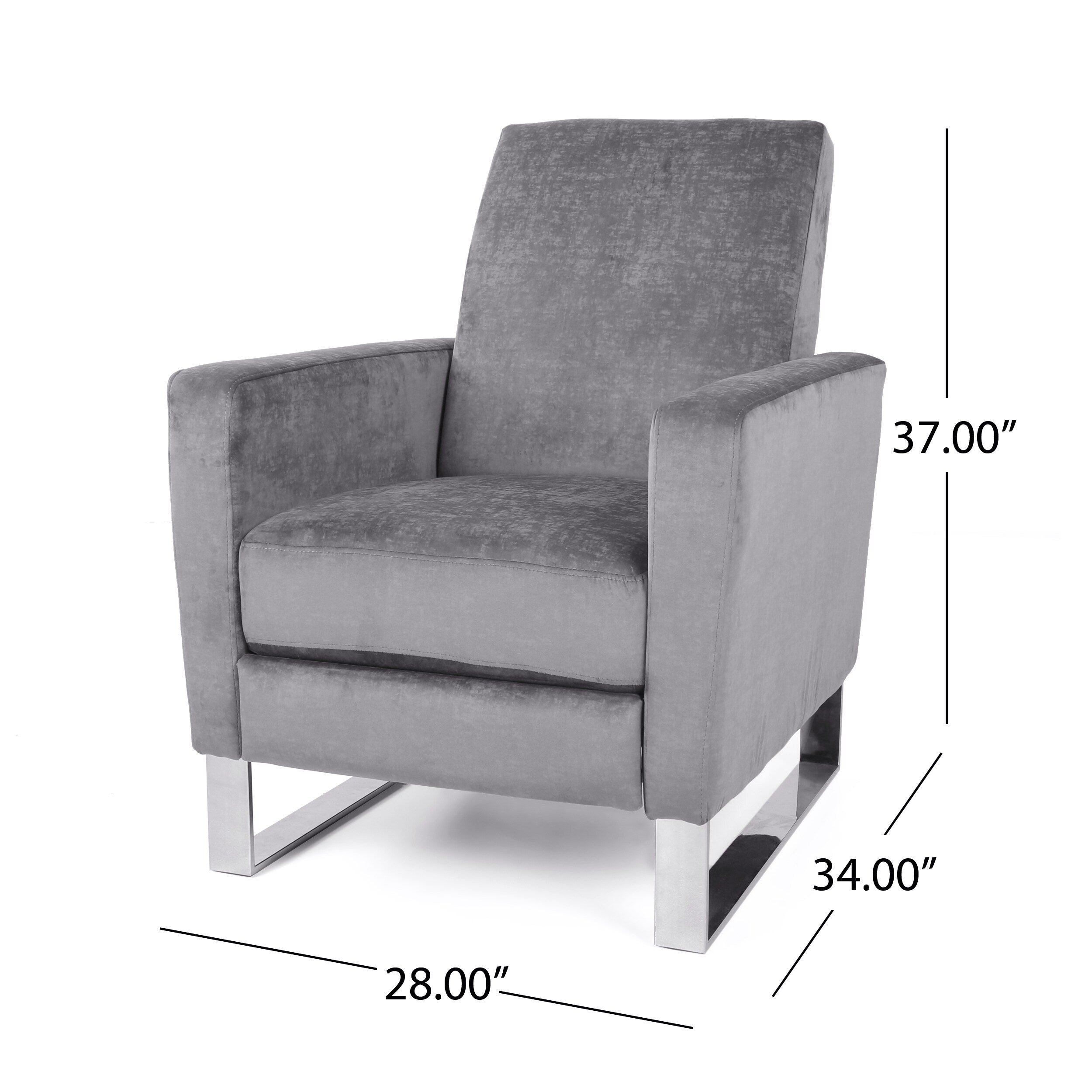 Fauteuil inclinable Brightwood à dossier haut et pieds en acier inoxydable par Christopher Knight Home