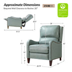 Fauteuil inclinable moderne Brigida en cuir véritable avec garniture cloutée et repose-pieds réglable, lot de 2 par HULALA HOME